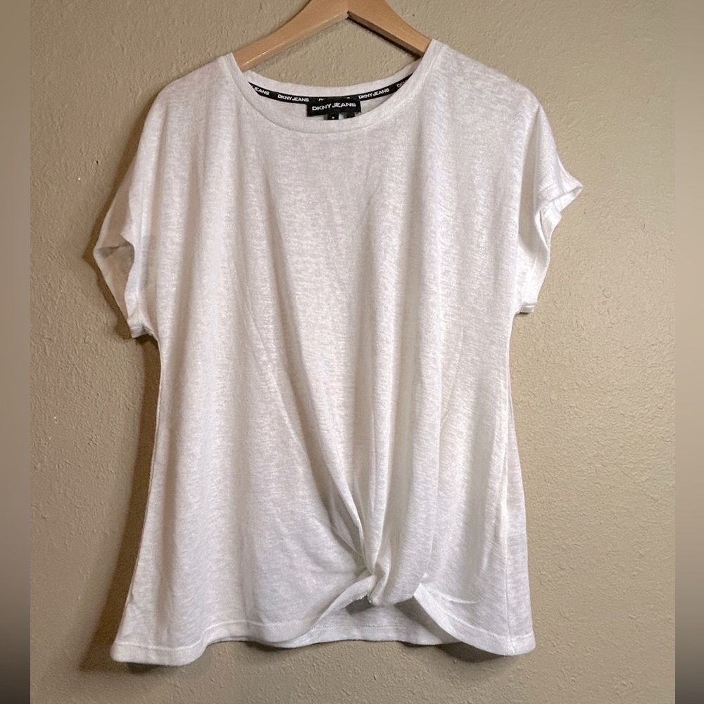 DKNY front knot white top Size M